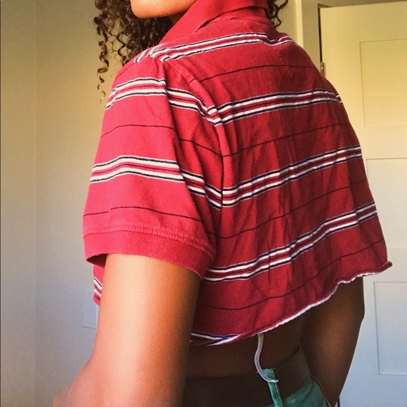 cropped red and white striped rugby/polo - Picture 2 of 2